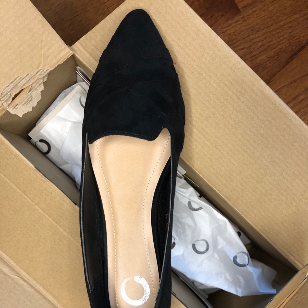 Black suede flats